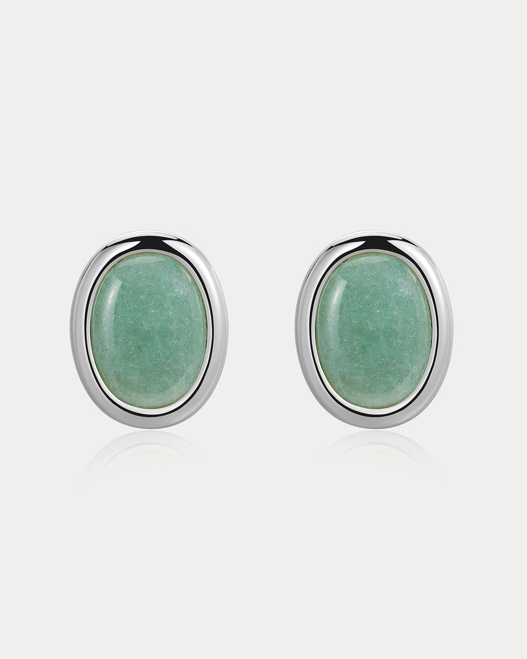 Sunset Stone Studs - Green in Silver - Earrings — alternate view