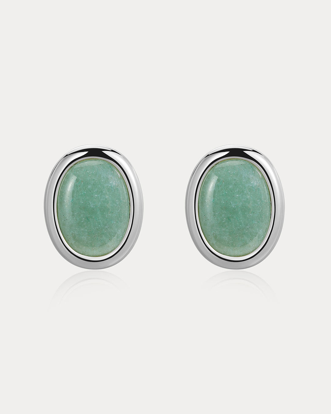 Sunset Stone Studs - Green in Silver - Earrings — alternate view