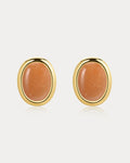 Sunset Stone Studs - Red in Gold - Earrings
