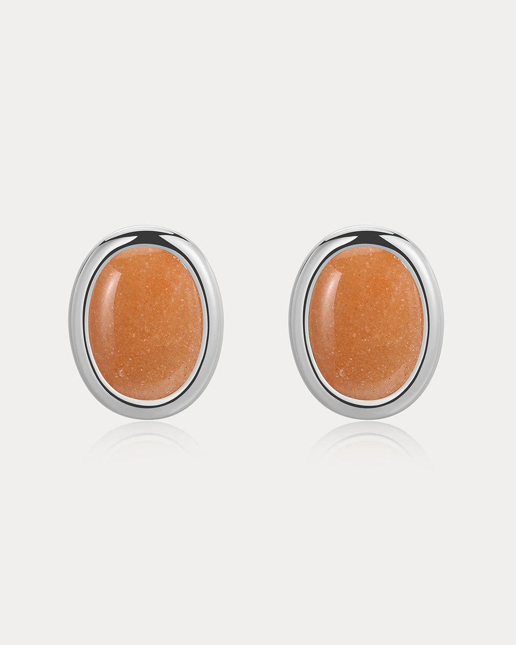 Sunset Stone Studs - Red in Silver - Earrings — alternate view