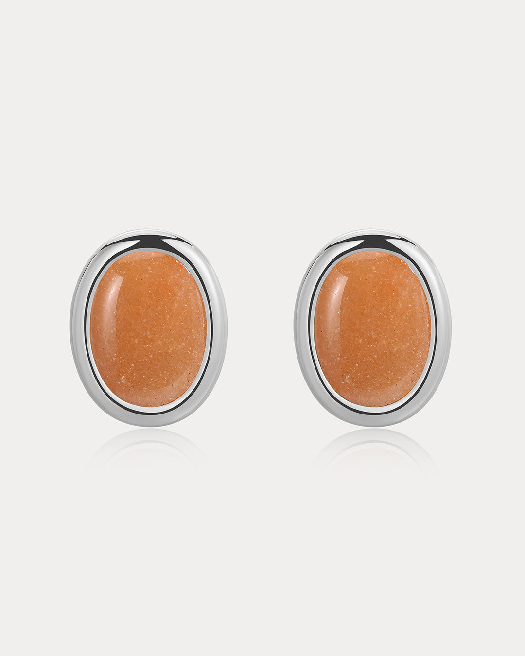 Sunset Stone Studs - Red in Silver - Earrings — alternate view
