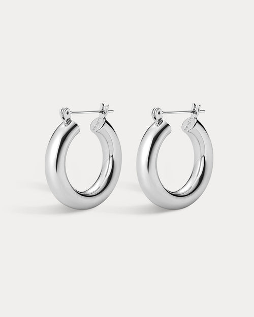 Baby Amalfi Tube Hoops - Silver