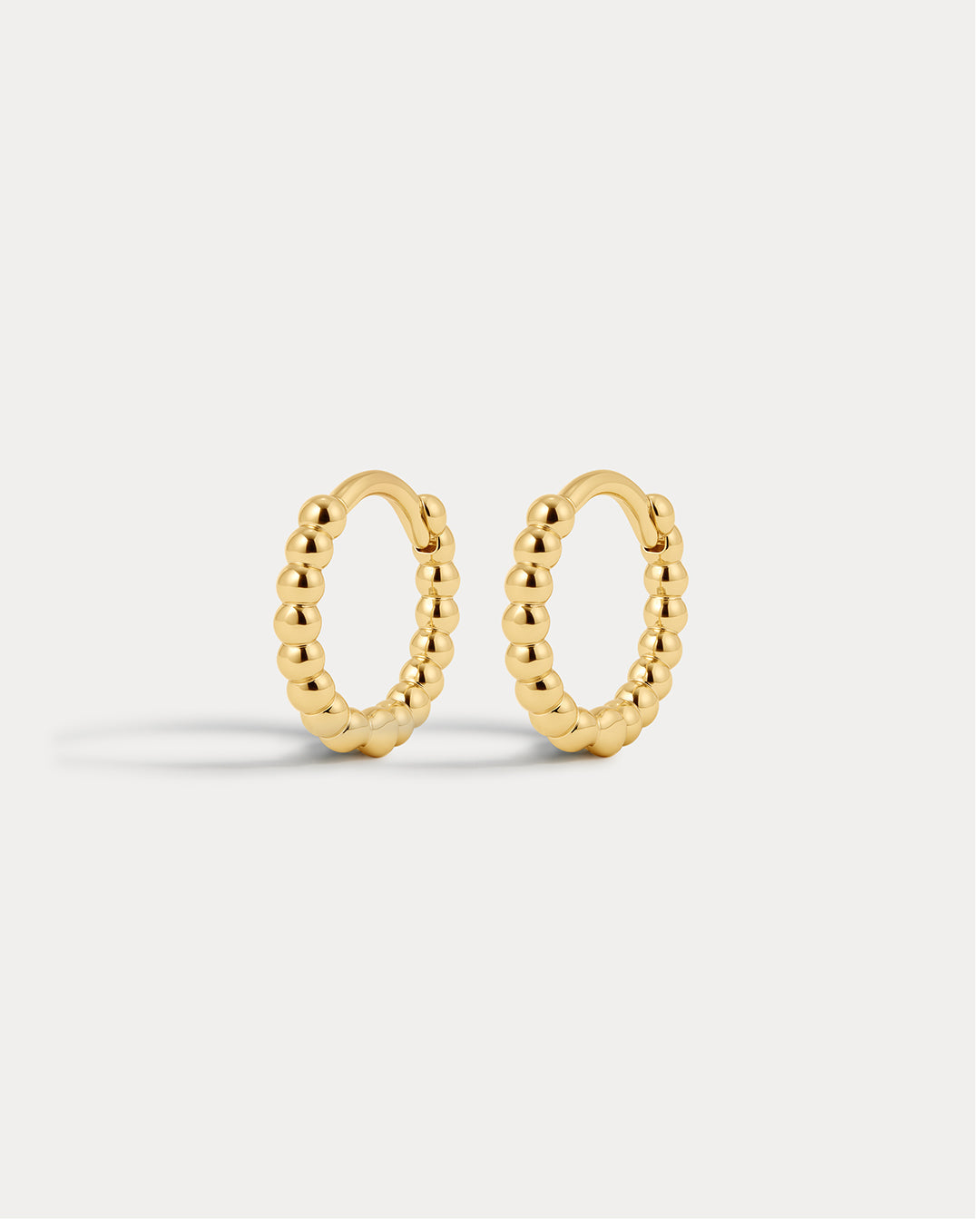 Mini Continuous Beaded Huggies - Gold - Earrings