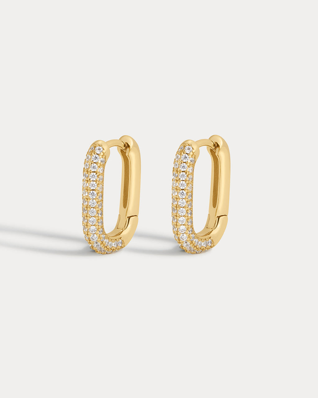 Pavé Chain Link Huggies - Gold