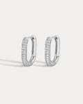 Pavé Chain Link Huggies - Silver
