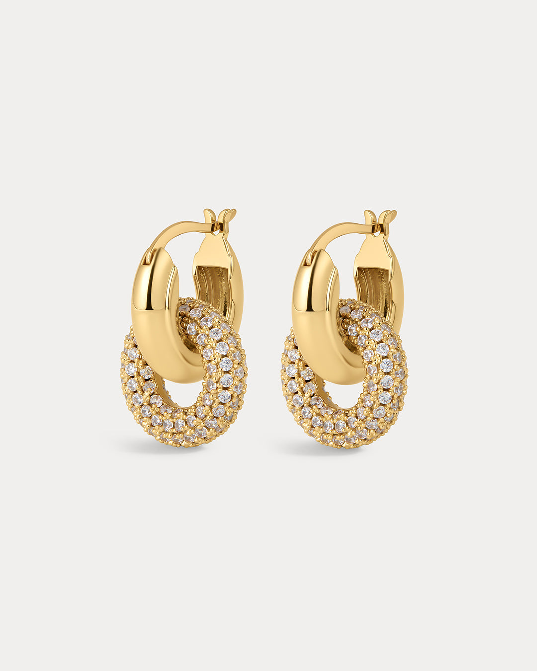 Pavé Interlock Hoops - Gold