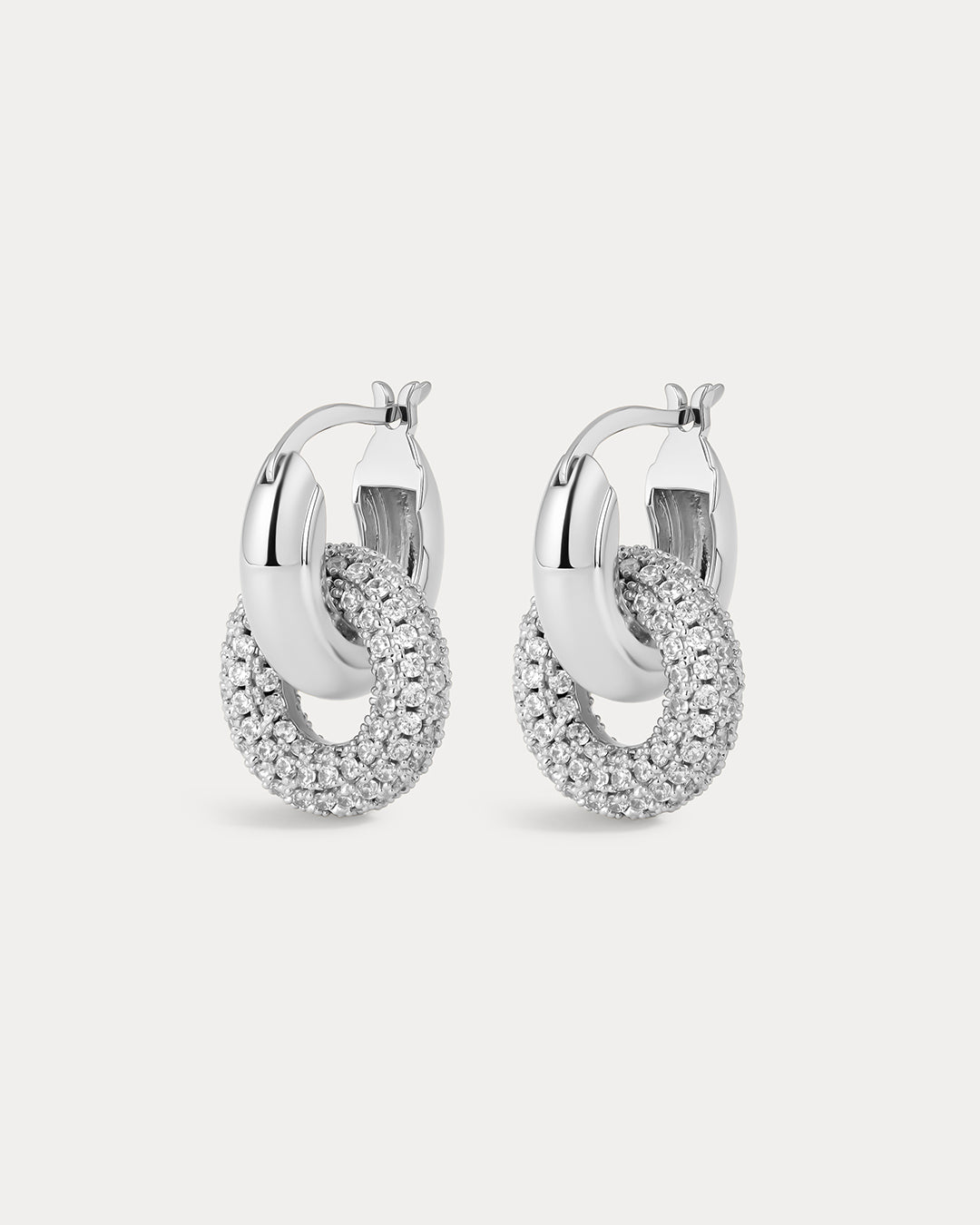 Pavé Interlock Hoops - Silver