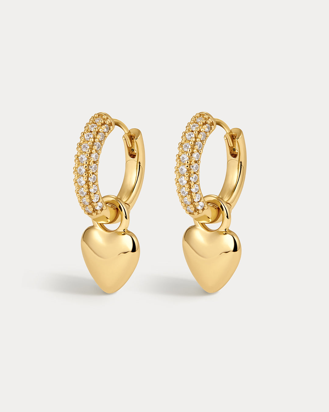 Puffy Heart Huggies - Gold - Earrings