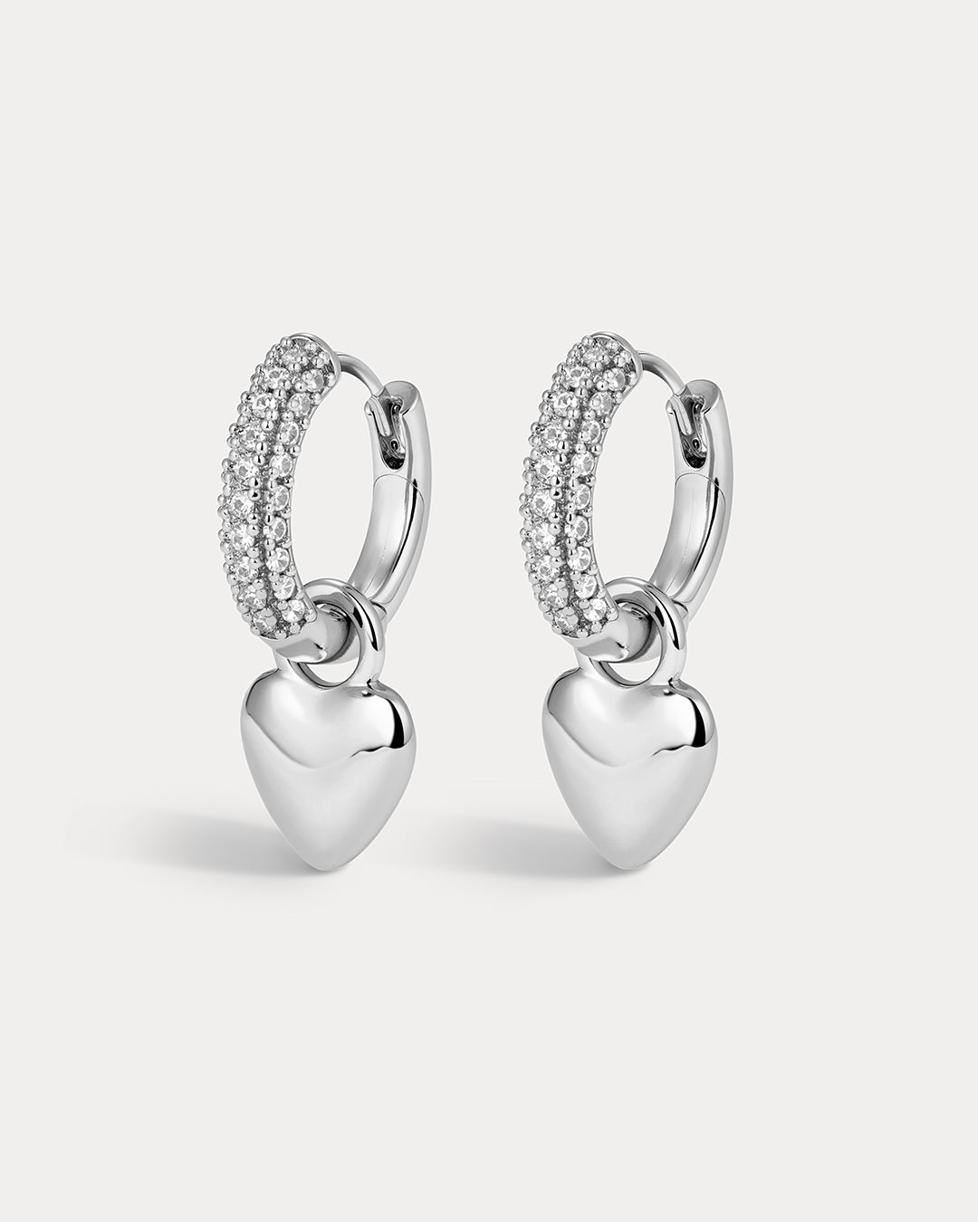 Puffy Heart Huggies - Silver - Earrings