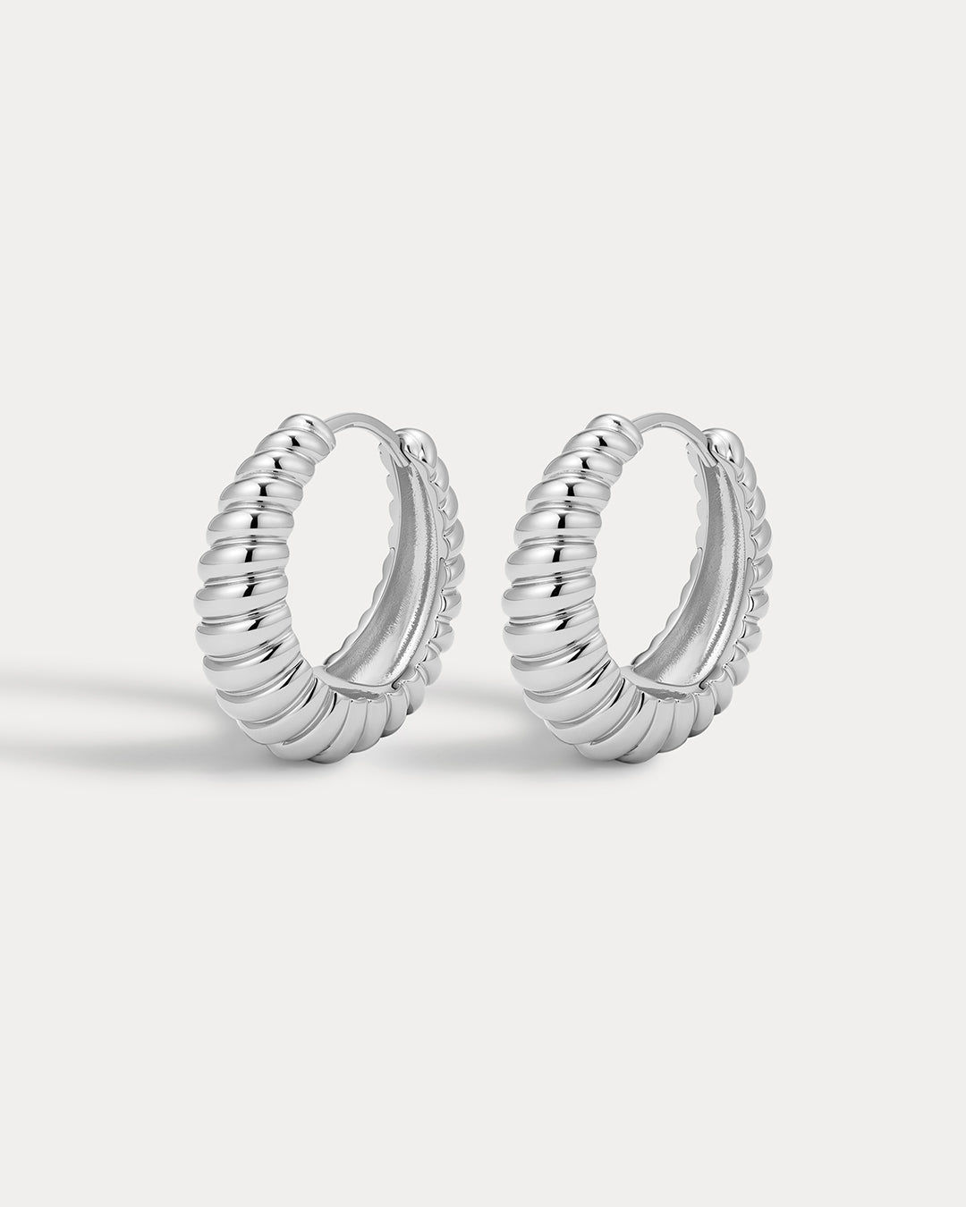 Ridged Marbella Hoops - Silver (Ships Mid September)