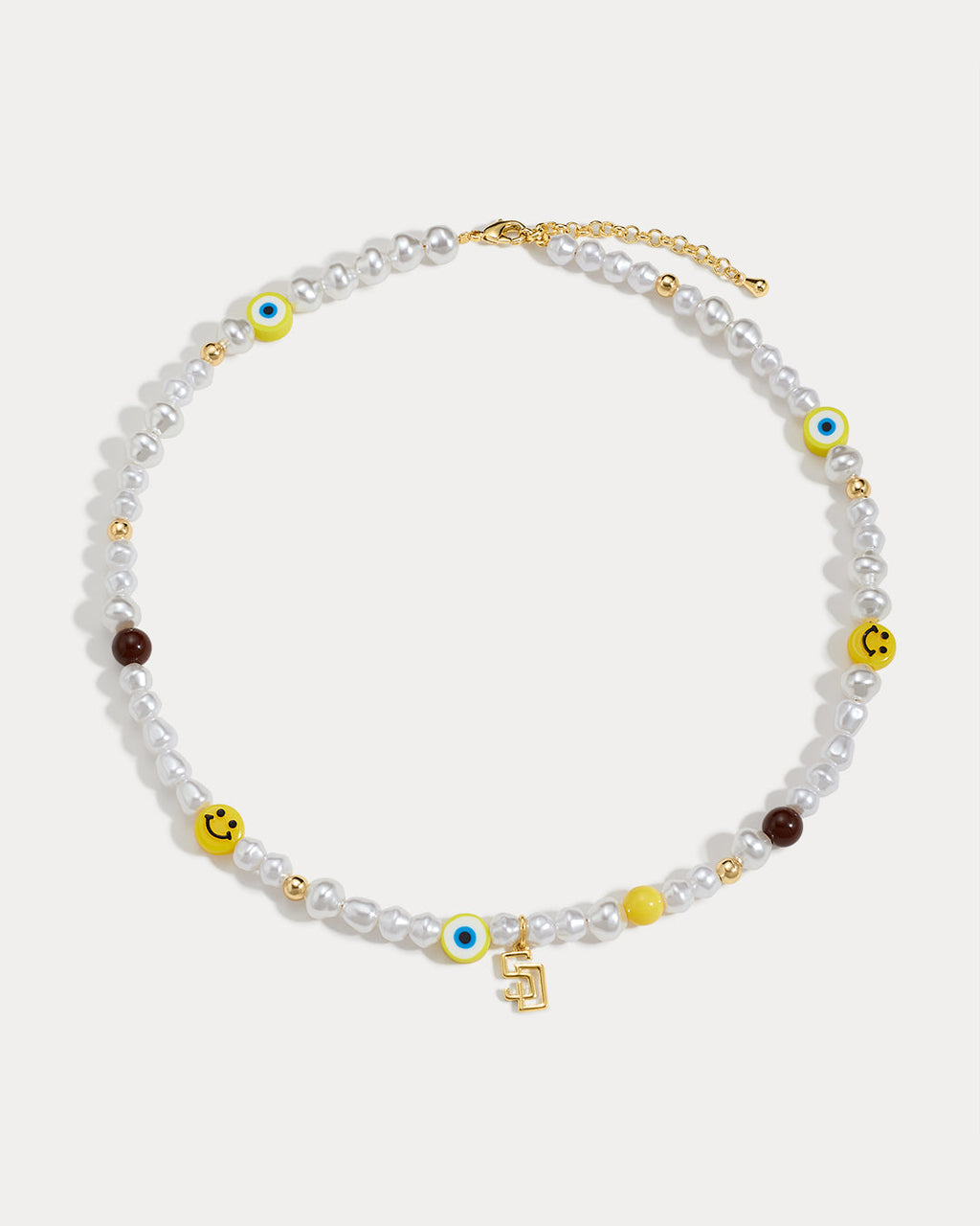MLB Pearl Charm Necklace in Gold — another angle