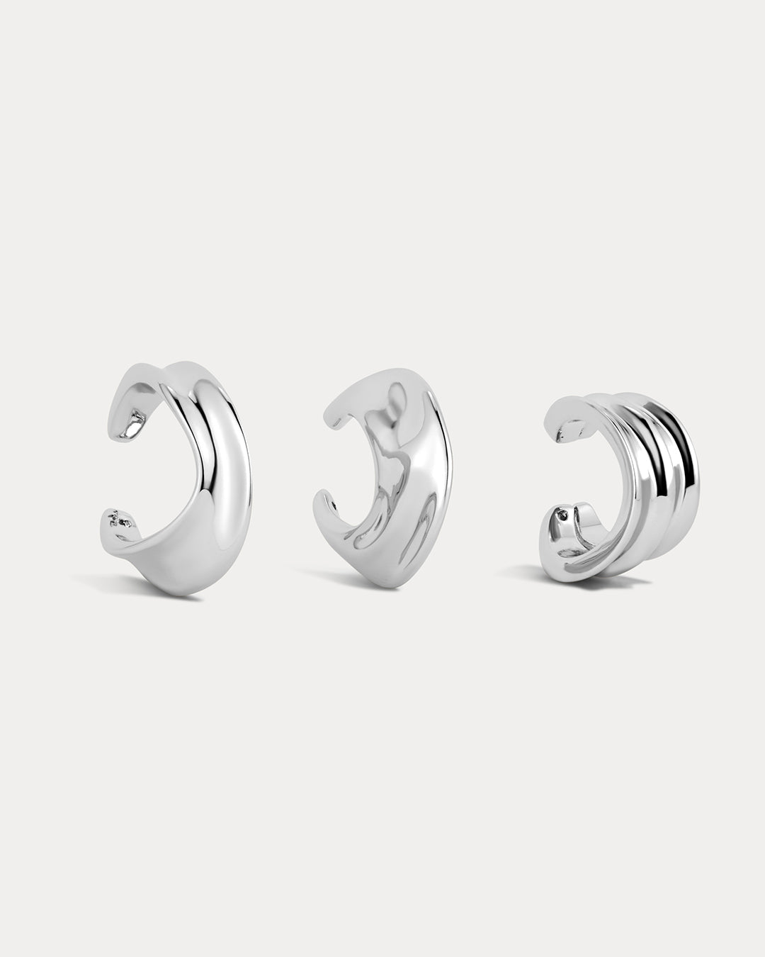 Mercury Disc Ear Cuff Set in Silver - Earrings — alternate view