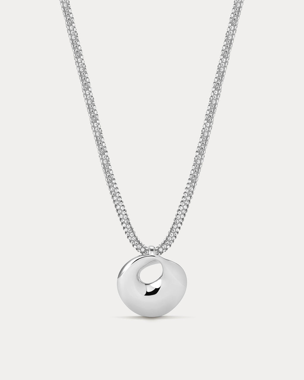 Mercury Disc Sparkle Necklace in Silver — alternate view