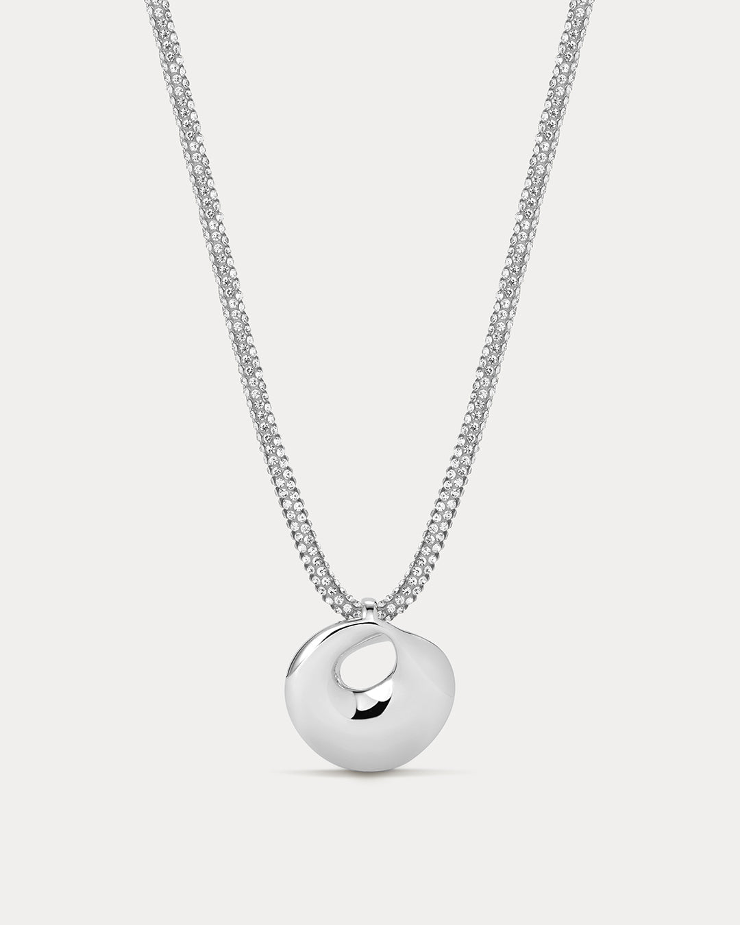 Mercury Disc Sparkle Necklace in Silver — alternate view