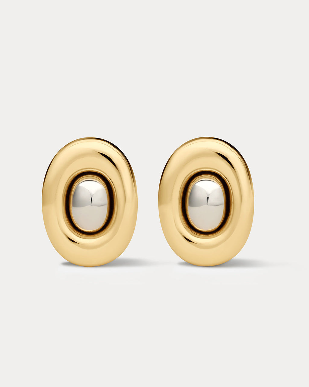 Two-Tone Chrome Orb Statement Studs in Gold - Earrings