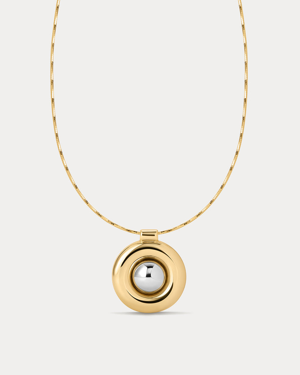 Chrome Orb Pendant Necklace in Gold