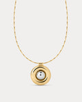 Chrome Orb Pendant Necklace in Gold