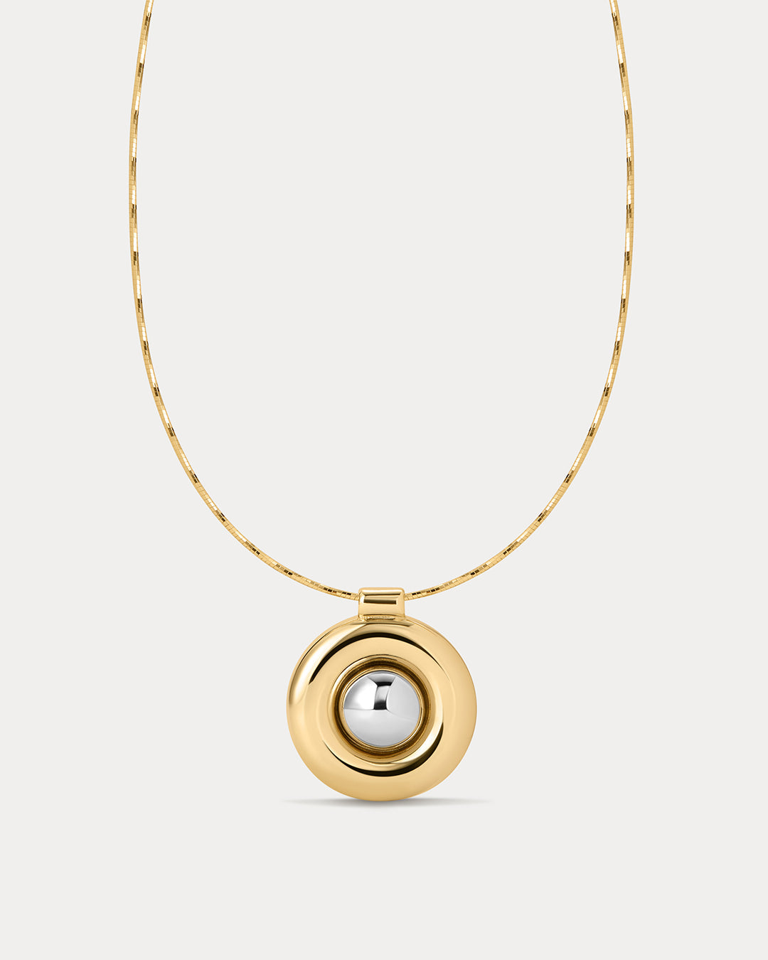 Chrome Orb Pendant Necklace in Gold