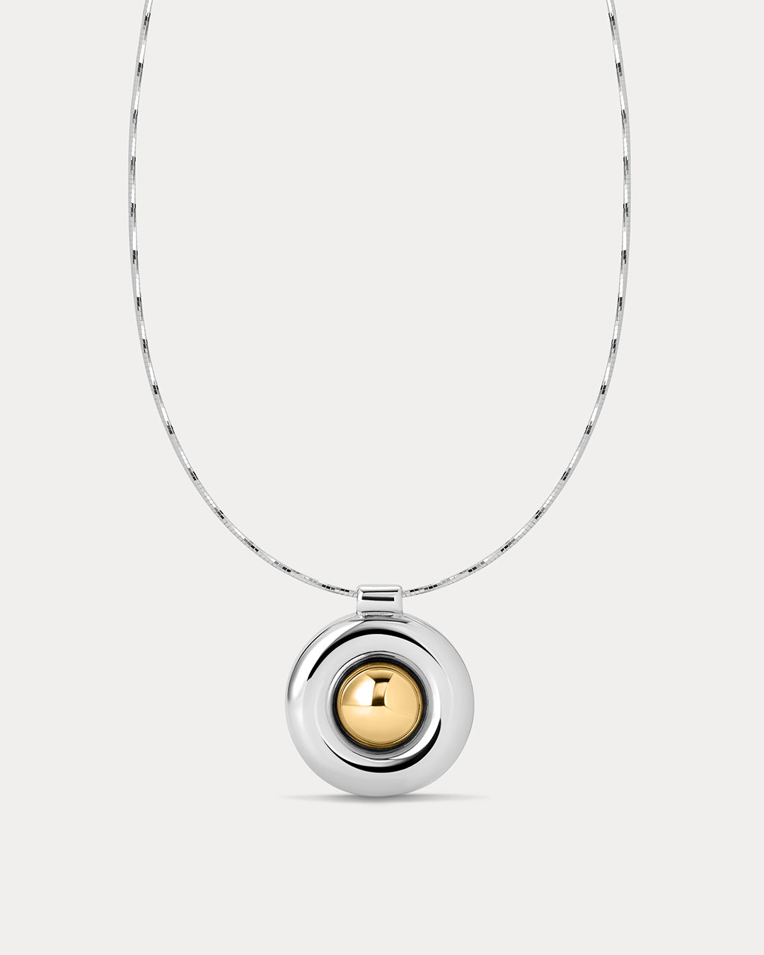 Chrome Orb Pendant Necklace in Silver — alternate view