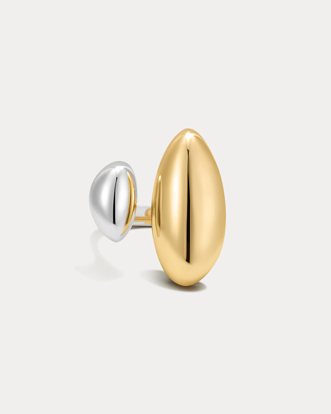 Two-Tone Chrome Orb Ring in Gold
