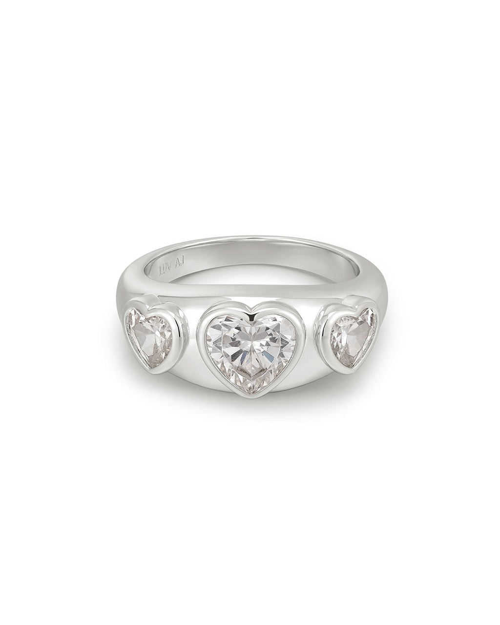 Bezel Heart Signet Ring in Silver — alternate view