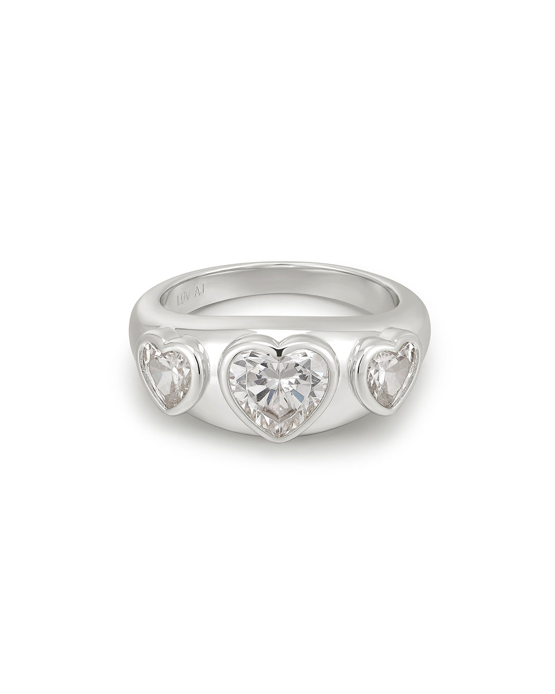 Bezel Heart Signet Ring in Silver — alternate view