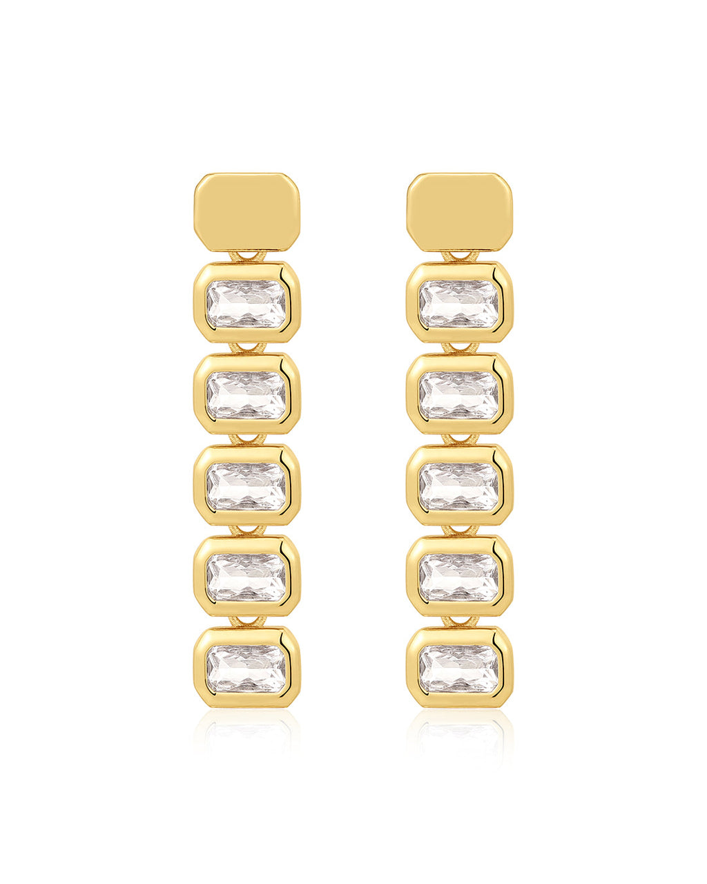 Bianca Bezel Drop Studs in Gold - Earrings