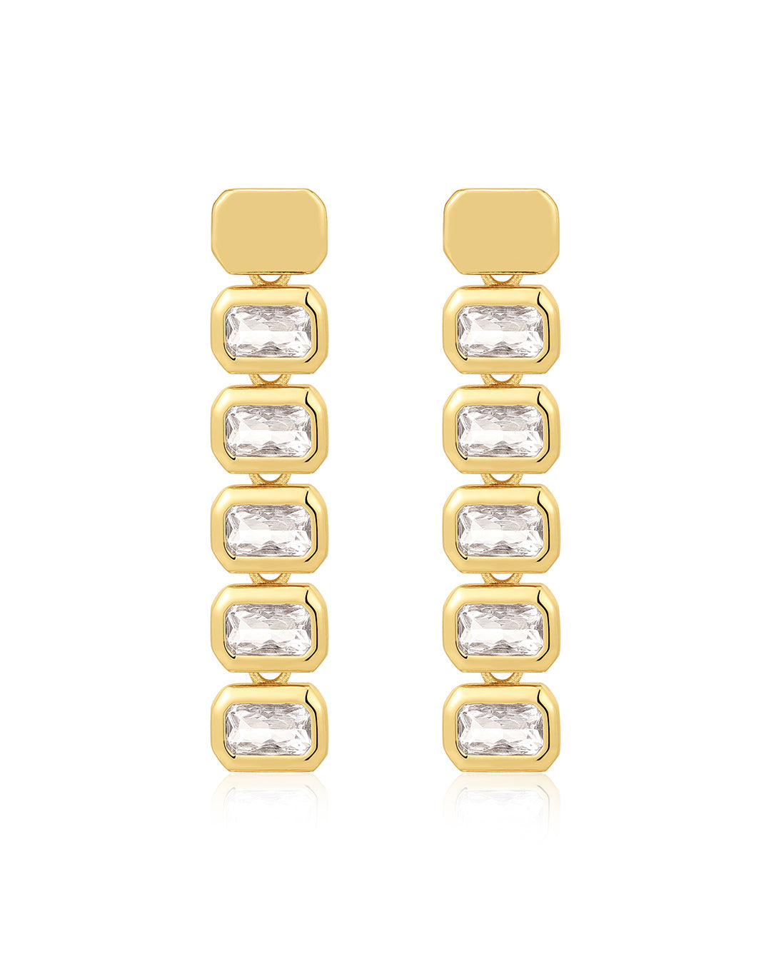 Bianca Bezel Drop Studs in Gold - Earrings