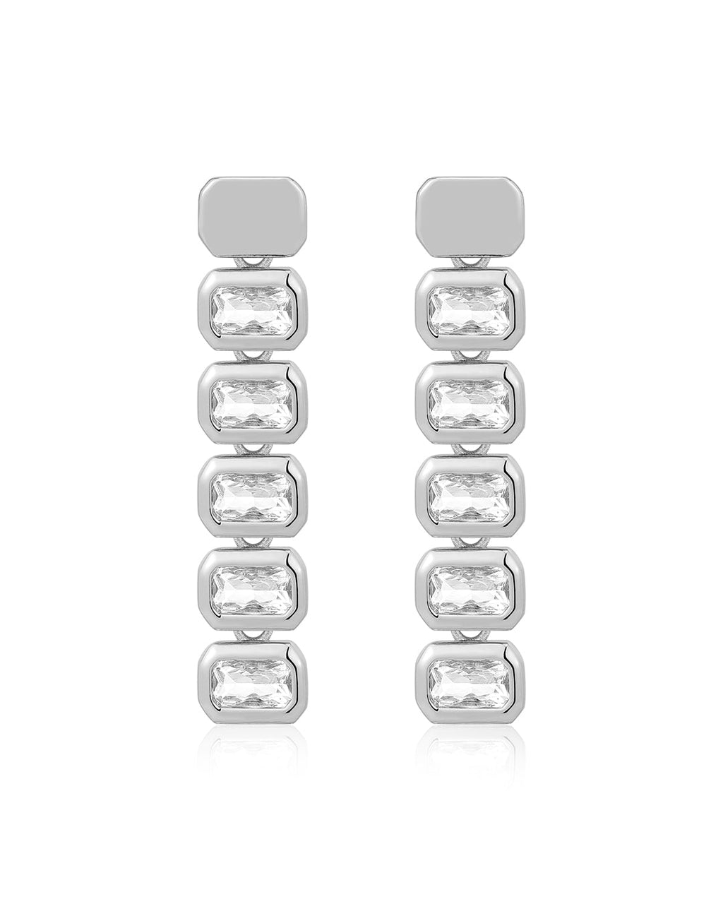 Bianca Bezel Drop Studs in Silver - Earrings — alternate view