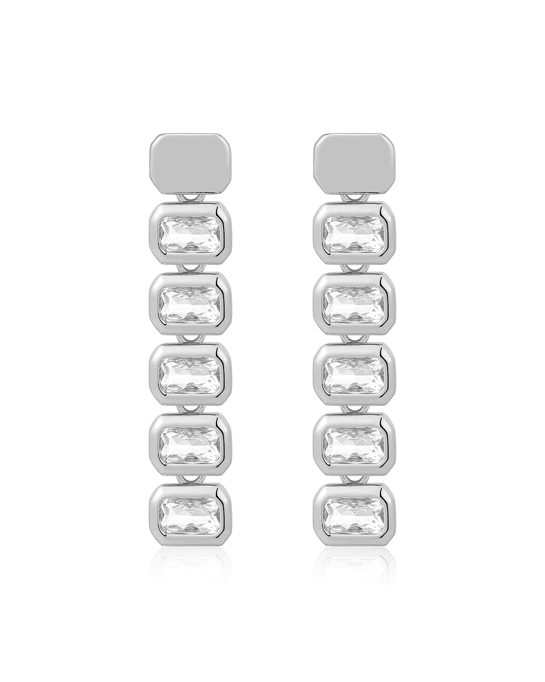 Bianca Bezel Drop Studs in Silver - Earrings — alternate view
