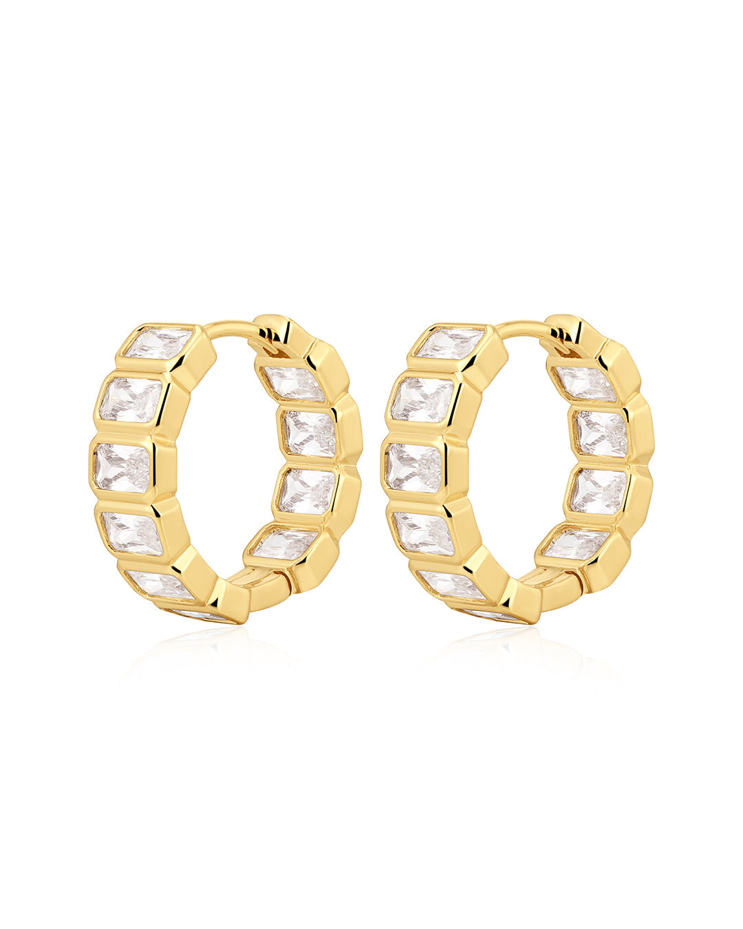 Bianca Bezel Hoops in Gold