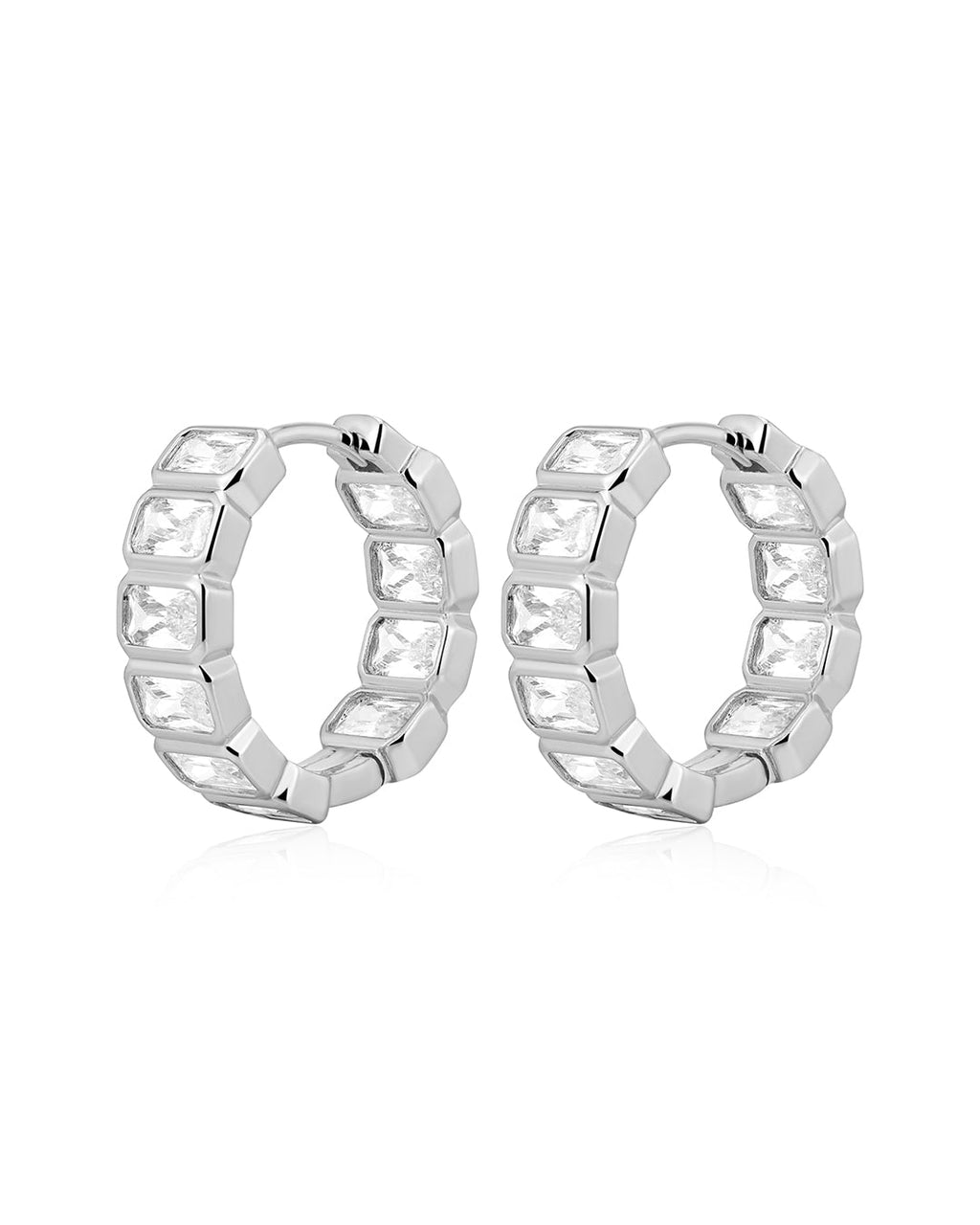 Bianca Bezel Hoops in Silver — alternate view