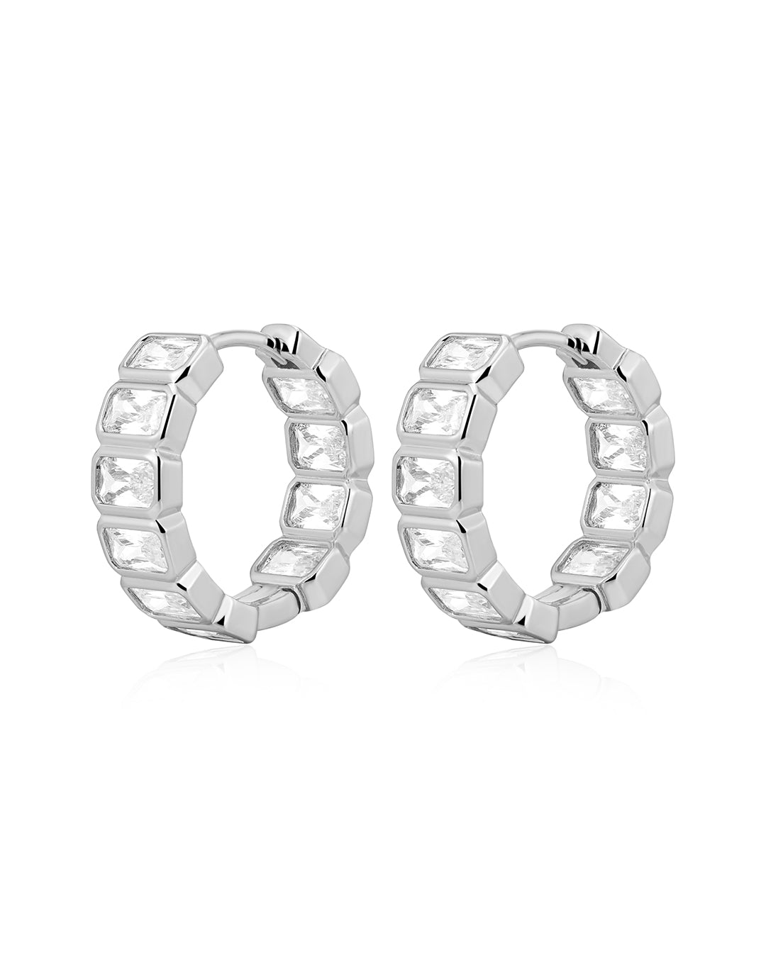 Bianca Bezel Hoops in Silver — alternate view