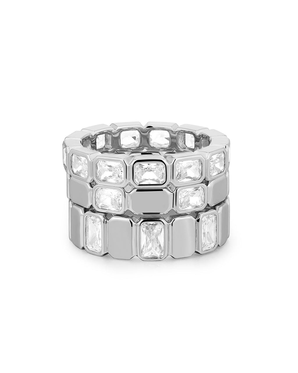 Bianca Bezel Ring Set in Silver — alternate view