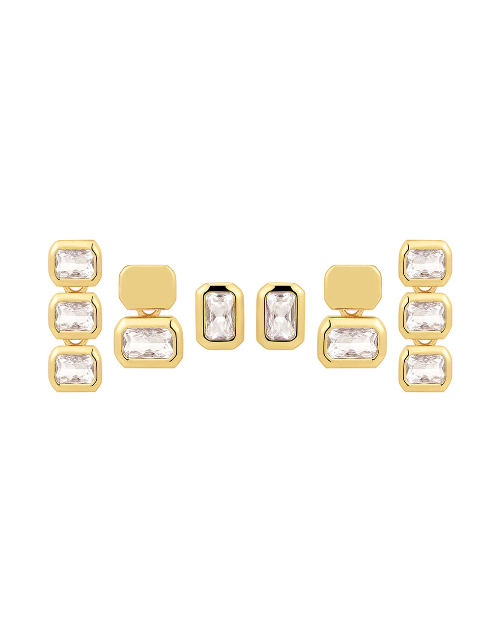 Bianca Bezel Studs Set in Gold - Earrings
