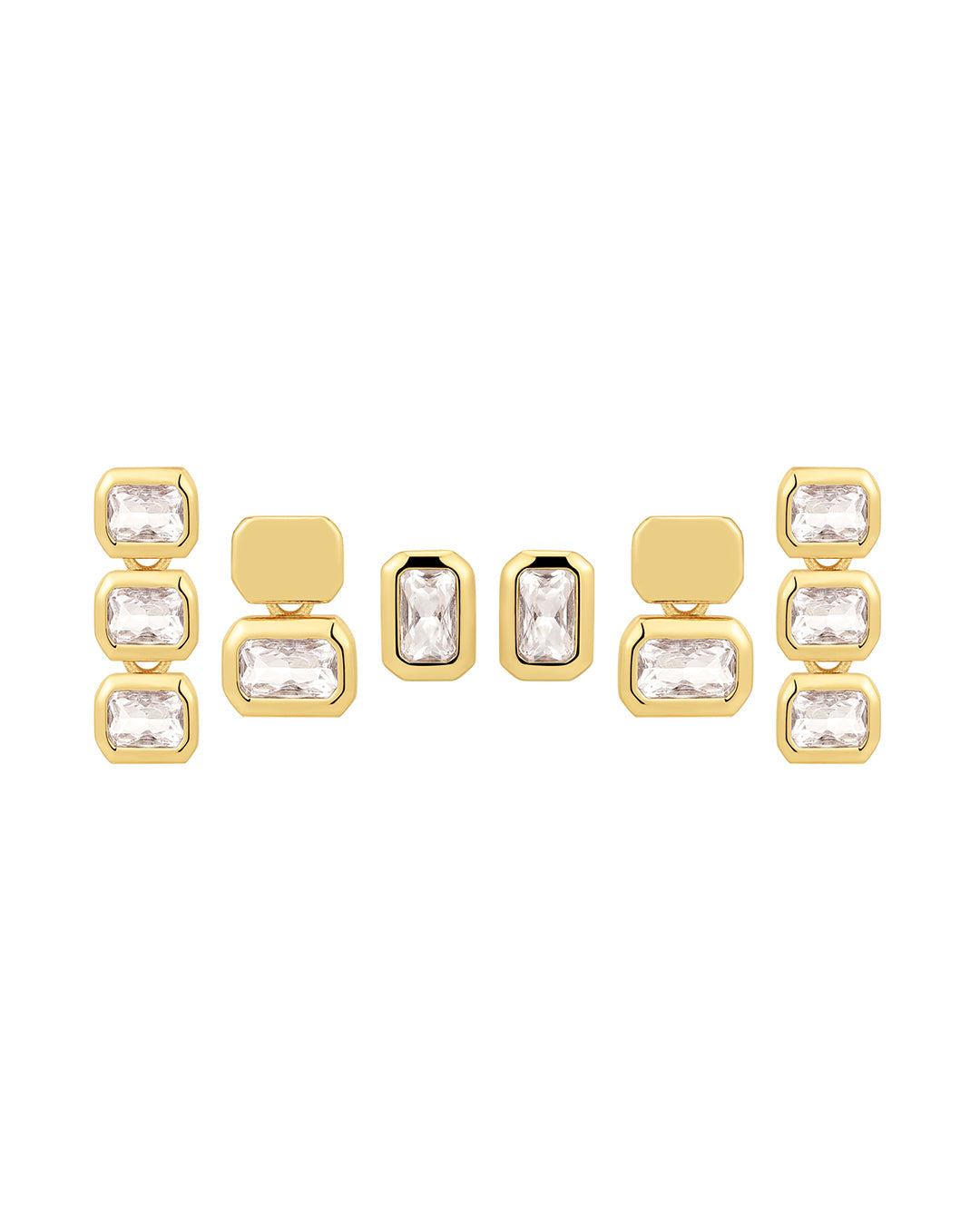 Bianca Bezel Studs Set in Gold - Earrings