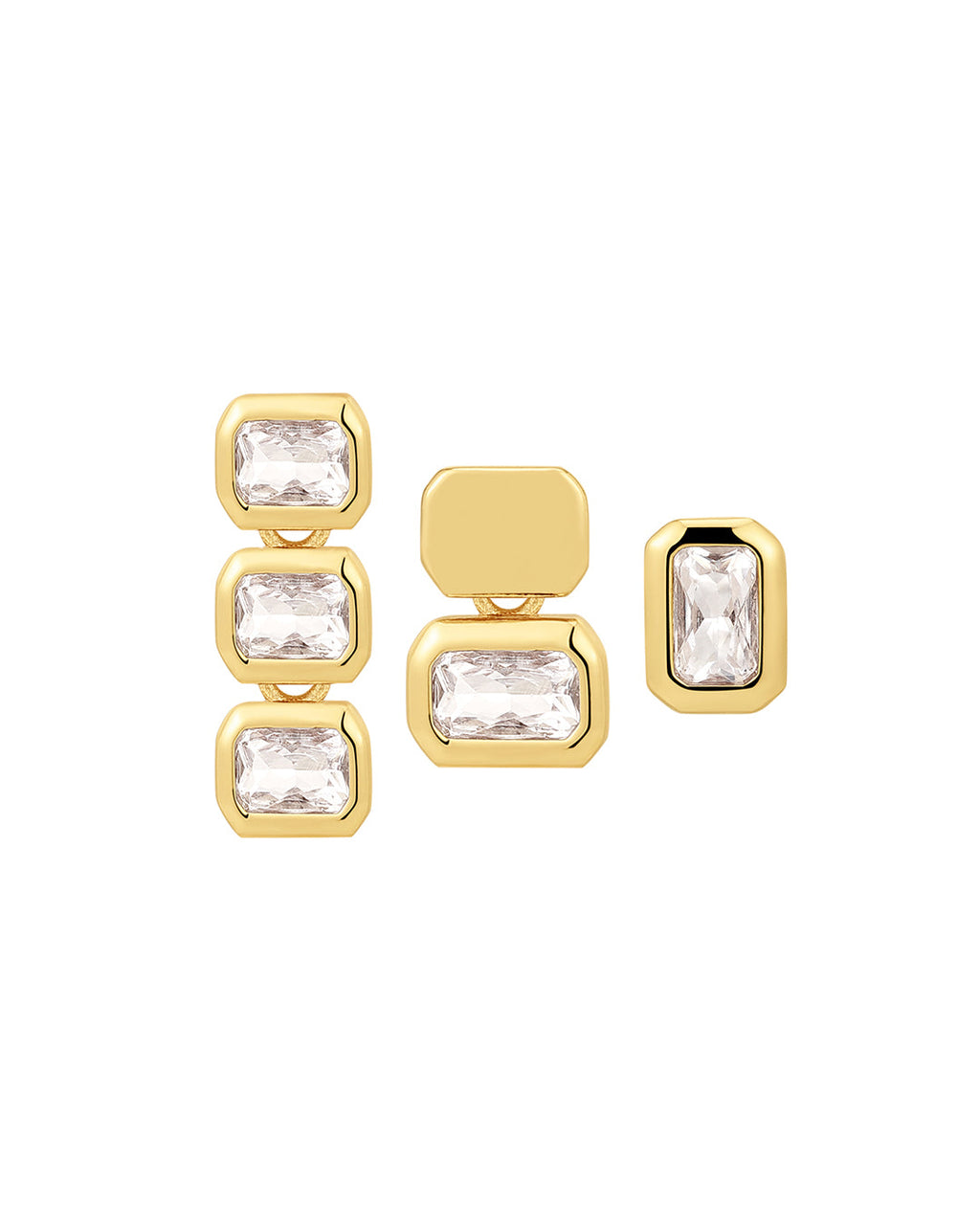 Bianca Bezel Studs Set in Gold - Earrings — alternate angle