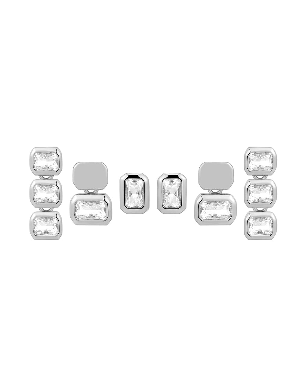 Bianca Bezel Studs Set in Silver - Earrings — alternate view