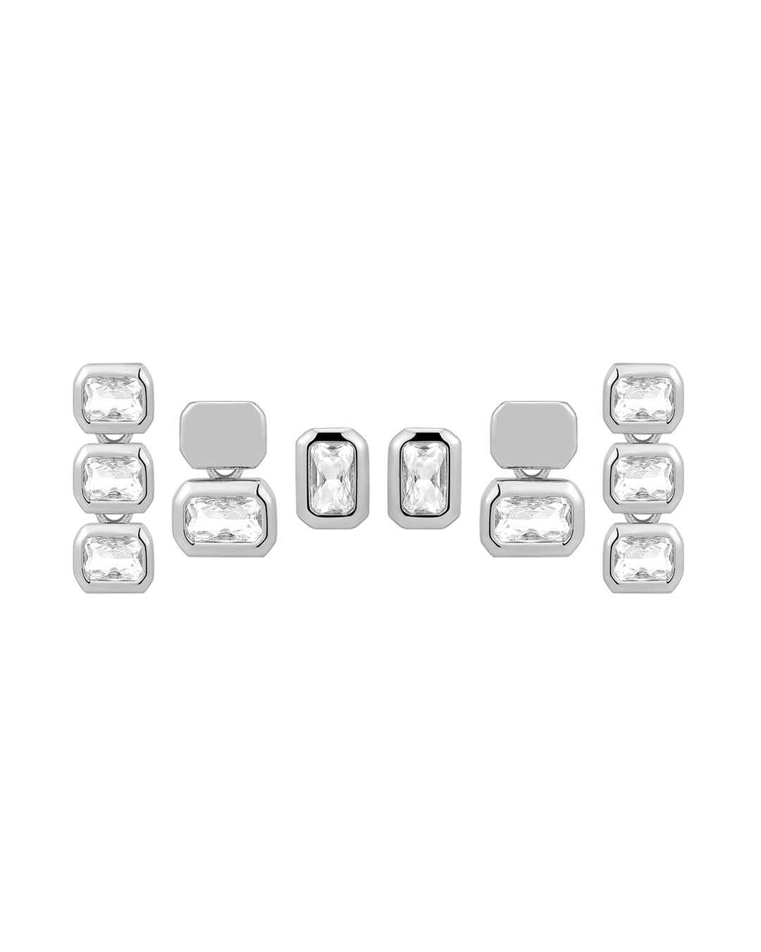 Bianca Bezel Studs Set in Silver - Earrings — alternate view