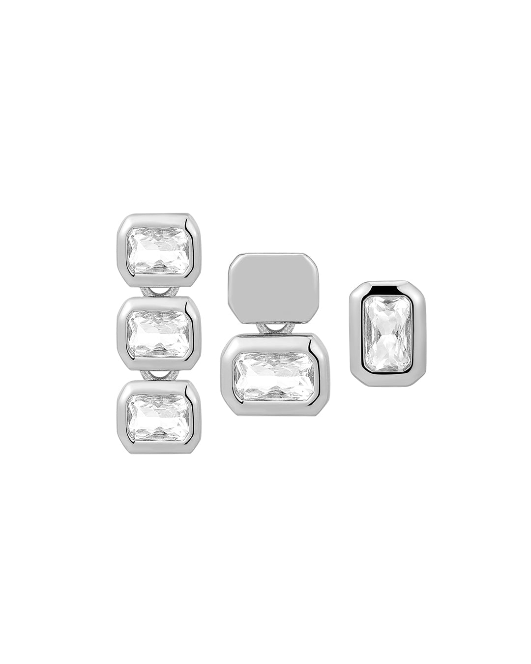 Bianca Bezel Studs Set in Silver - Earrings — alternate view 2