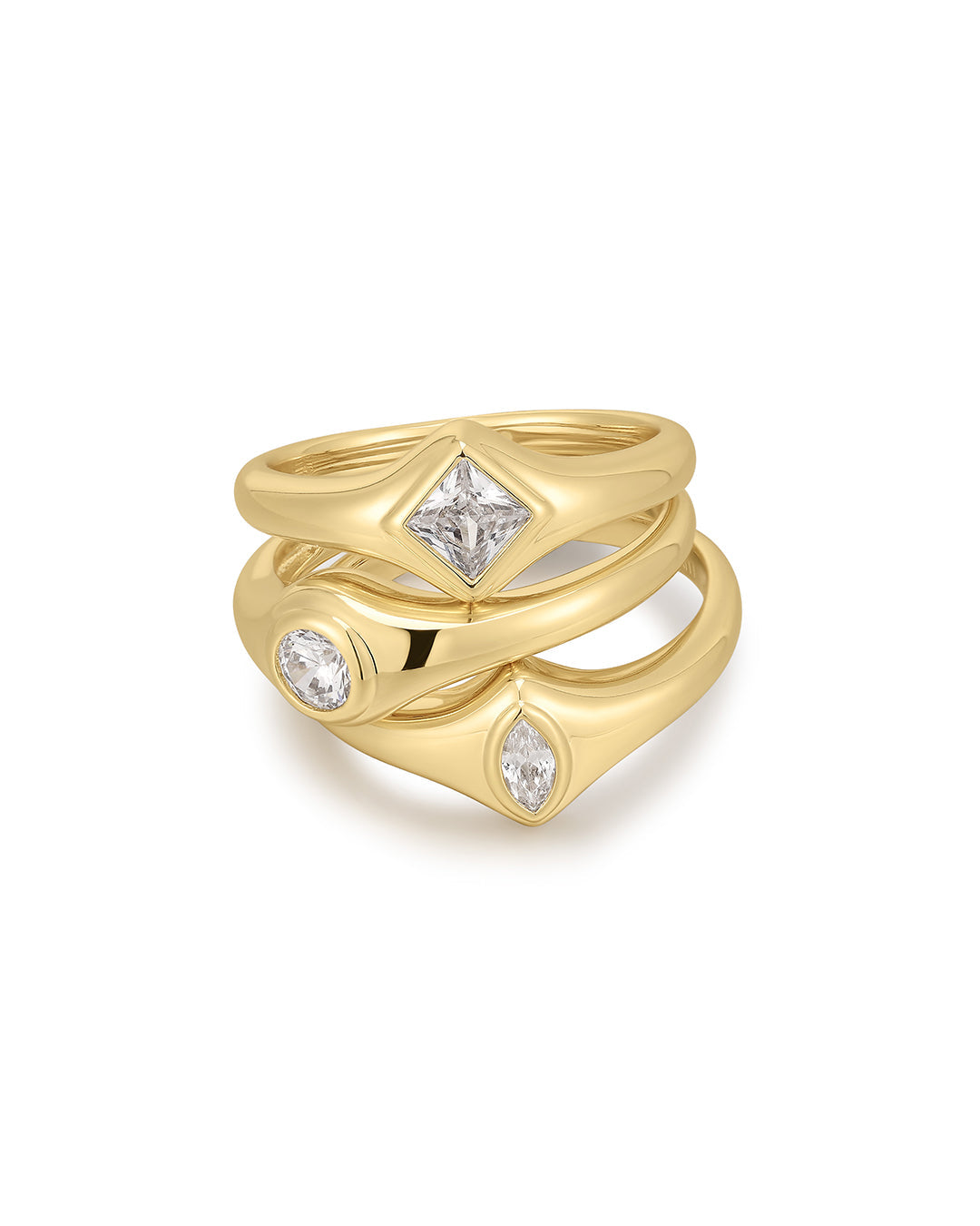 Bijoux Bezel Ring Set in Gold