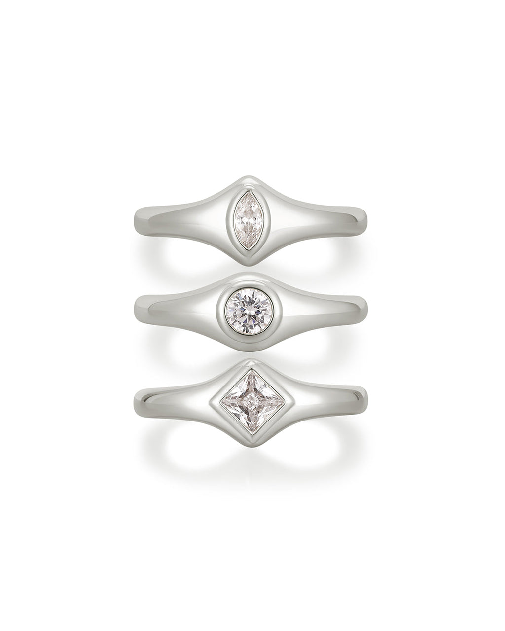 Bijoux Bezel Ring Set in Silver — another angle