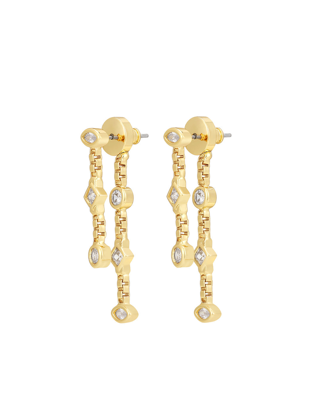 Camille Double Chain Studs in Gold
