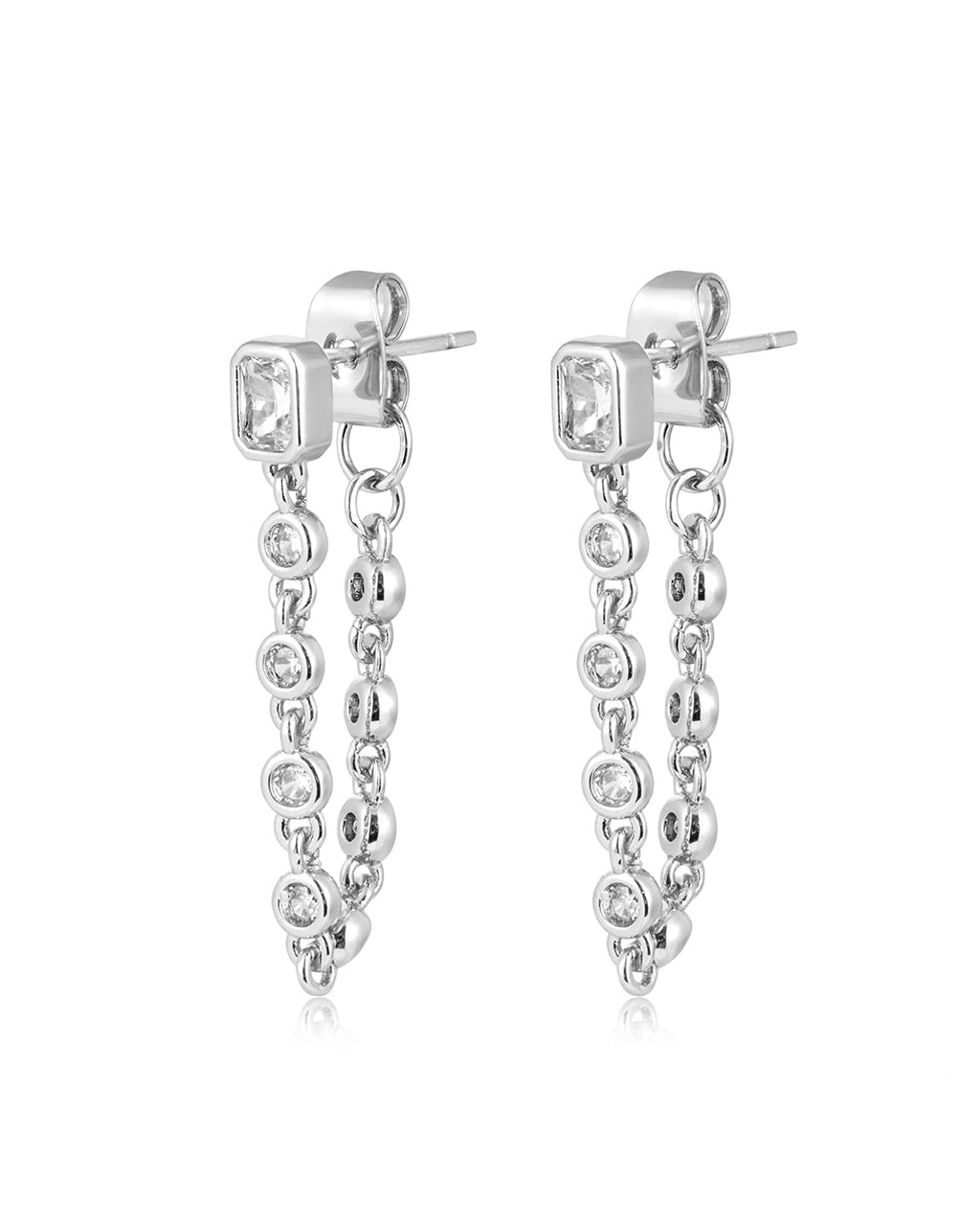 Chloe Chain Studs in Silver — alternate view