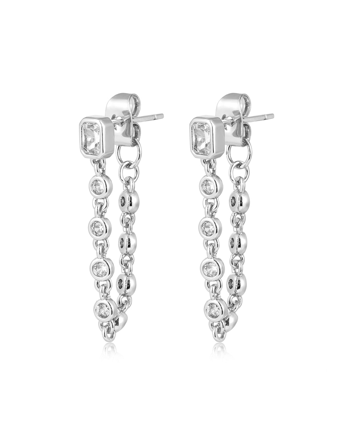 Chloe Chain Studs in Silver — alternate view