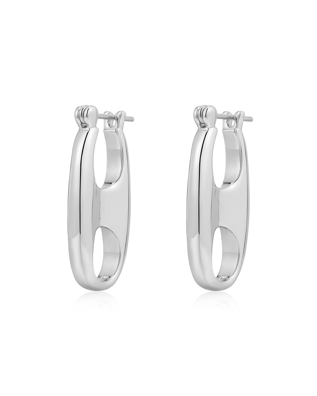 Circle Link Earrings in Silver — alternate view
