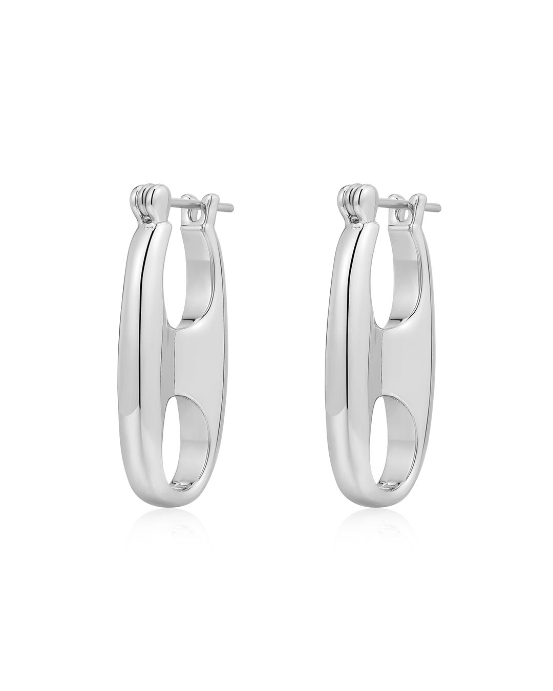 Circle Link Earrings in Silver — alternate view