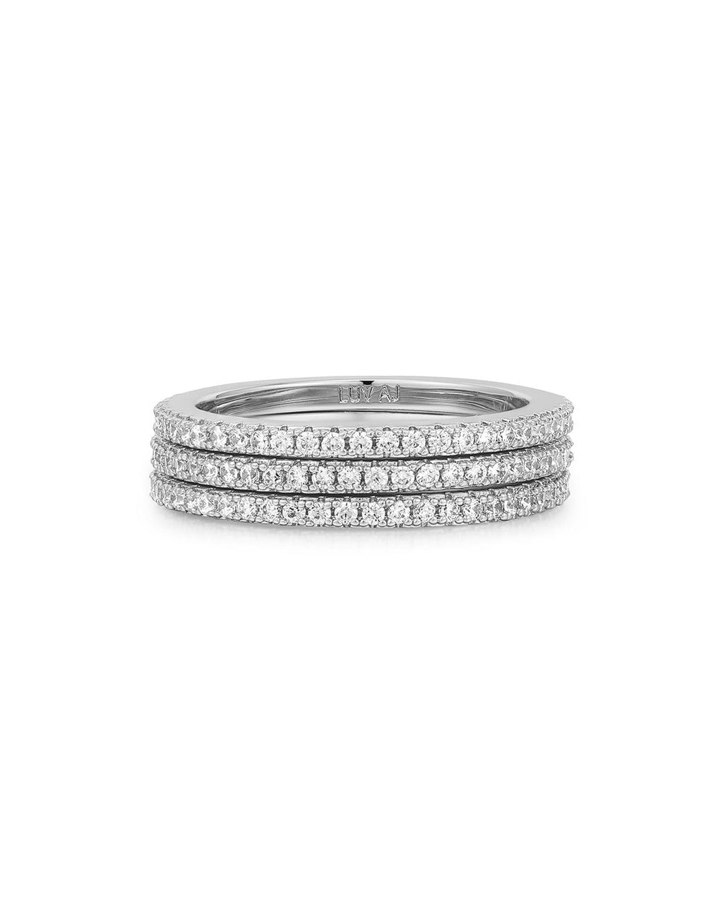 Classic Pavé Bands Set in Silver - Rings — alternate view