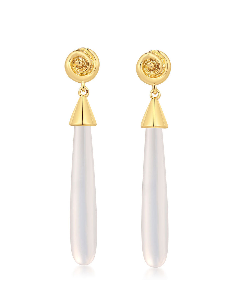Coquille Stone Drop Studs in Gold - Earrings
