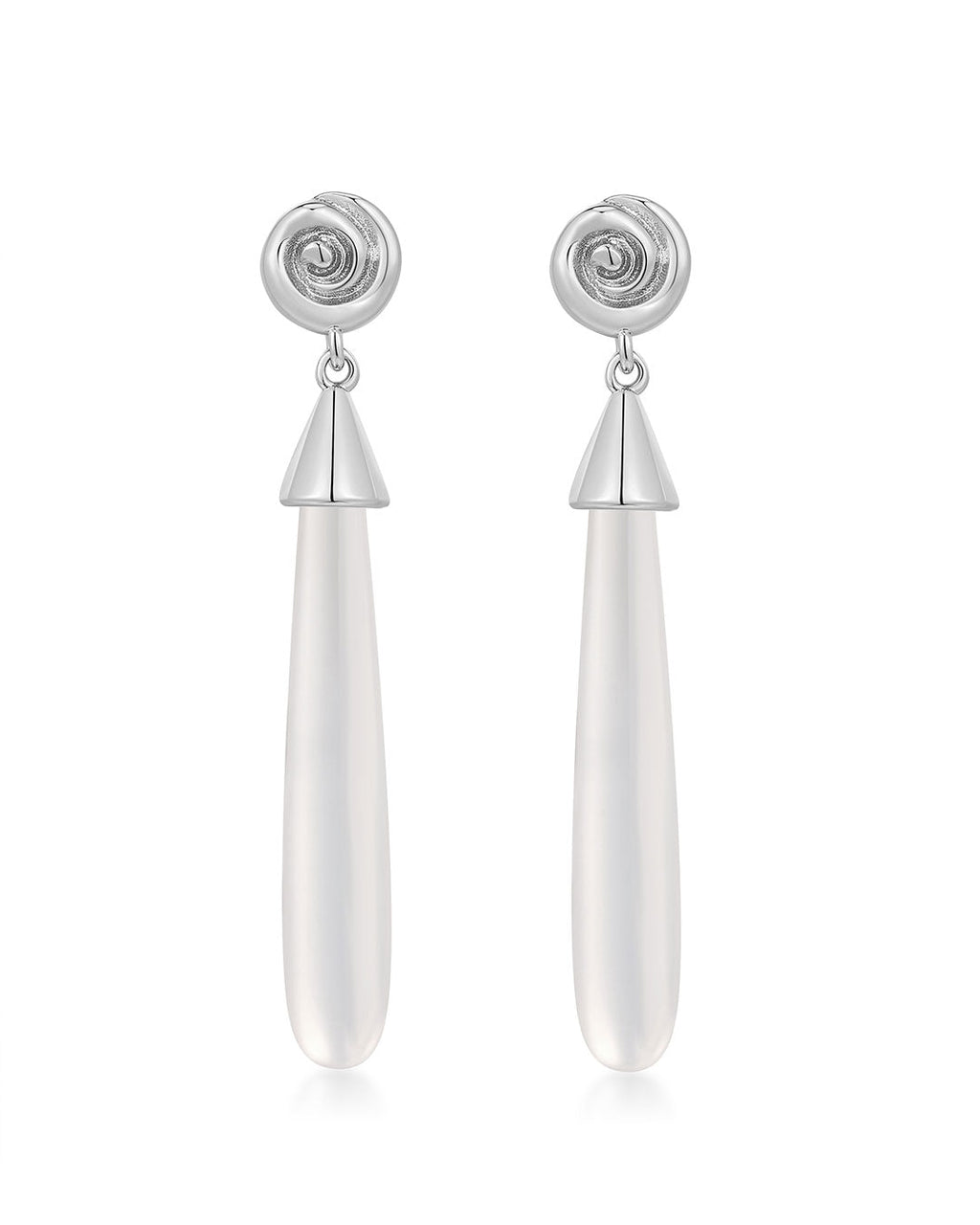 Coquille Stone Drop Studs in Silver - Earrings — alternate view